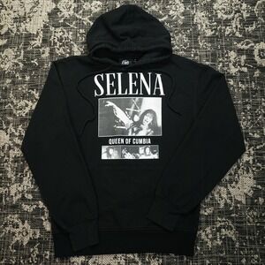 Selena Queen of Cumbia Hoodie Sweatshirt Womens S Black Graphic Retro Music